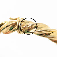 Milor Italian 18K Gold 7.5mm Twist Hinged 7” Bangle Bracelet