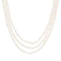 Triple Strand Button Pearl 18" Necklace w/ Sterling Clasp