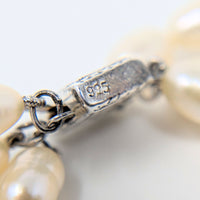Triple Strand Button Pearl 18" Necklace w/ Sterling Clasp
