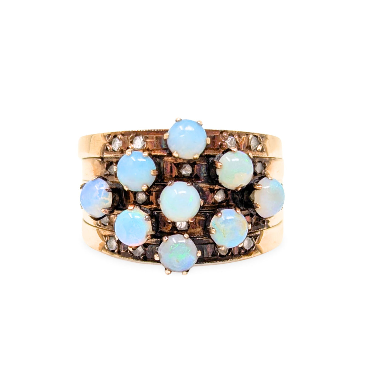 13K Gold & Opal Antique Harem Ring - Size 7.25