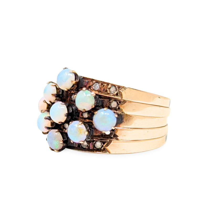 13K Gold & Opal Antique Harem Ring - Size 7.25