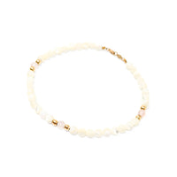 14K Gold, Moonstone, & Pink Quartz Bead 6.5" Bracelet