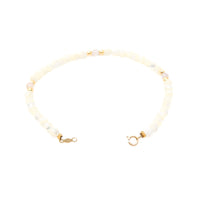 14K Gold, Moonstone, & Pink Quartz Bead 6.5" Bracelet