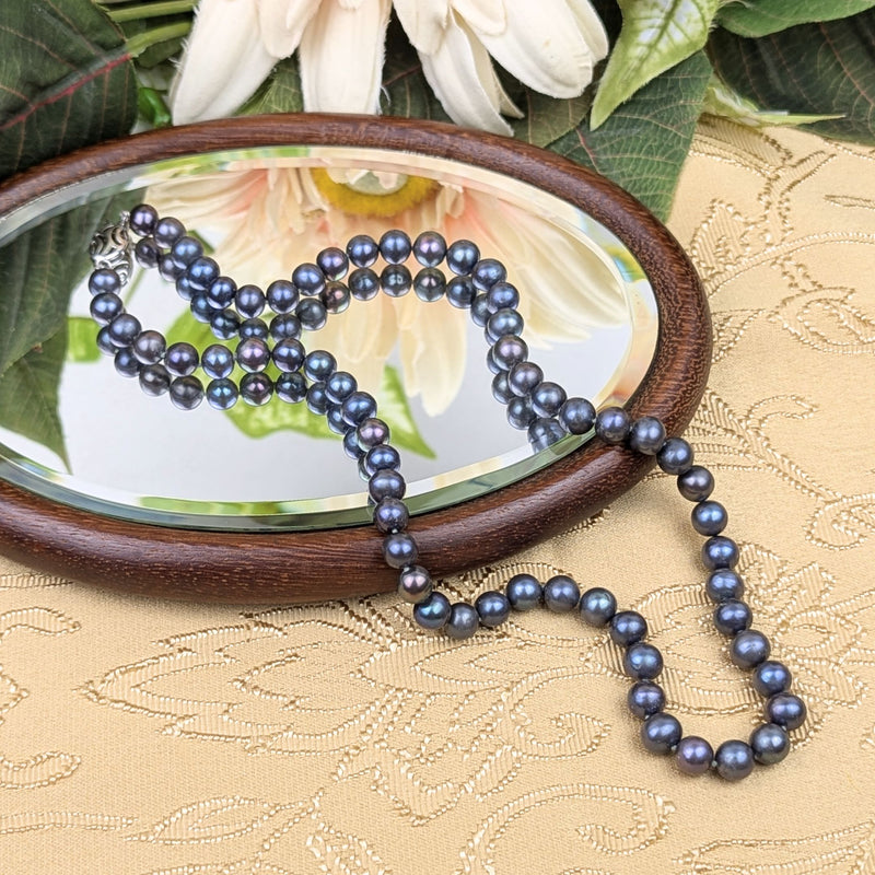 Tahitian 7mm Peacock Pearl & Sterling 18” Necklace