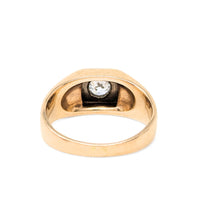 13K/17K Gold Art Deco Style Old Euro Cut Diamond Ring - Size 5.75