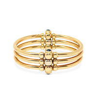 Italian 18K Gold Blue Sapphire Hinged Tri-Bangle Bracelet
