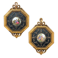 Vintage French Porcelain Gilt Wall Plaques (Pair)