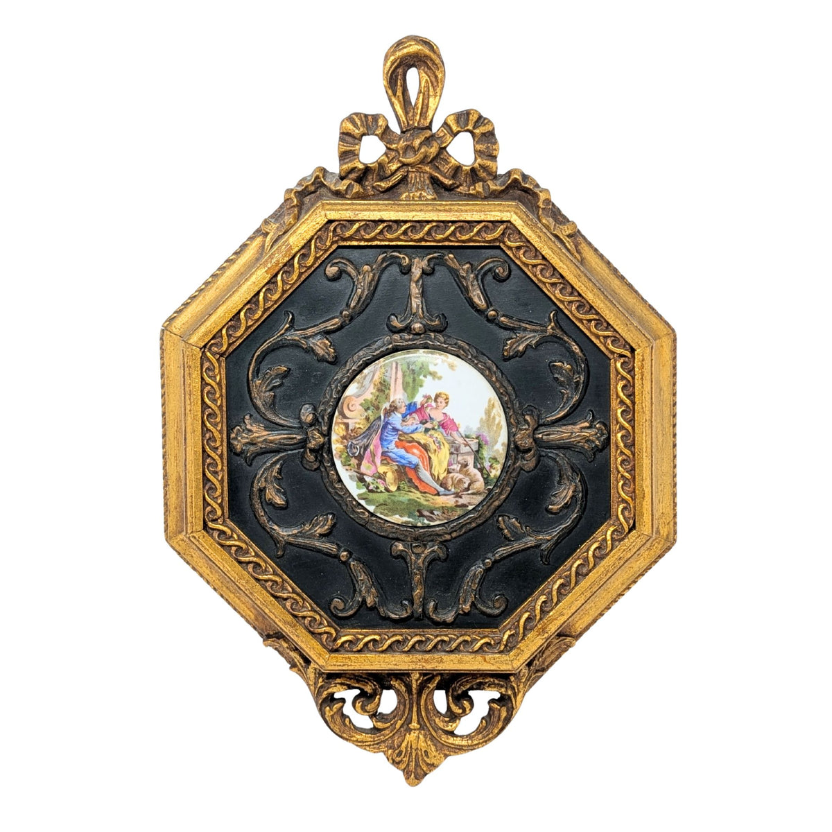 Vintage French Porcelain Gilt Wall Plaques (Pair)