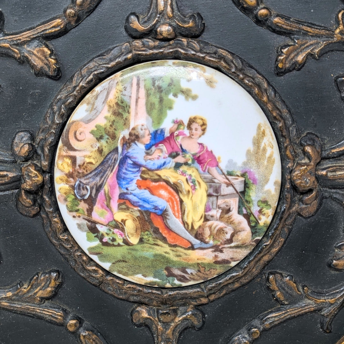 Vintage French Porcelain Gilt Wall Plaques (Pair)