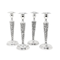 Stieff "Rose" Sterling Silver Monogrammed Weighted Candlesticks (Set of 4)