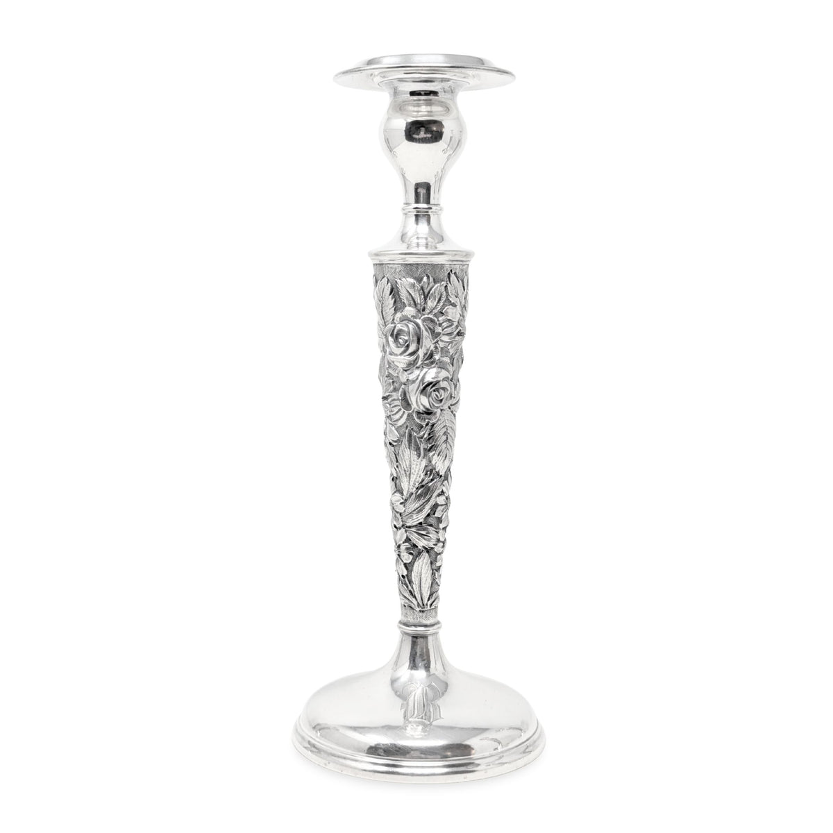 Stieff "Rose" Sterling Silver Monogrammed Weighted Candlesticks (Set of 4)