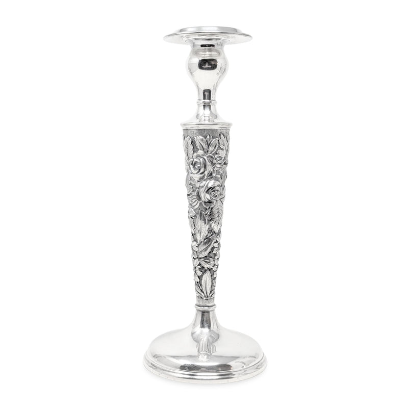 Stieff "Rose" Sterling Silver Monogrammed Weighted Candlesticks (Set of 4)