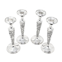 Stieff "Rose" Sterling Silver Monogrammed Weighted Candlesticks (Set of 4)