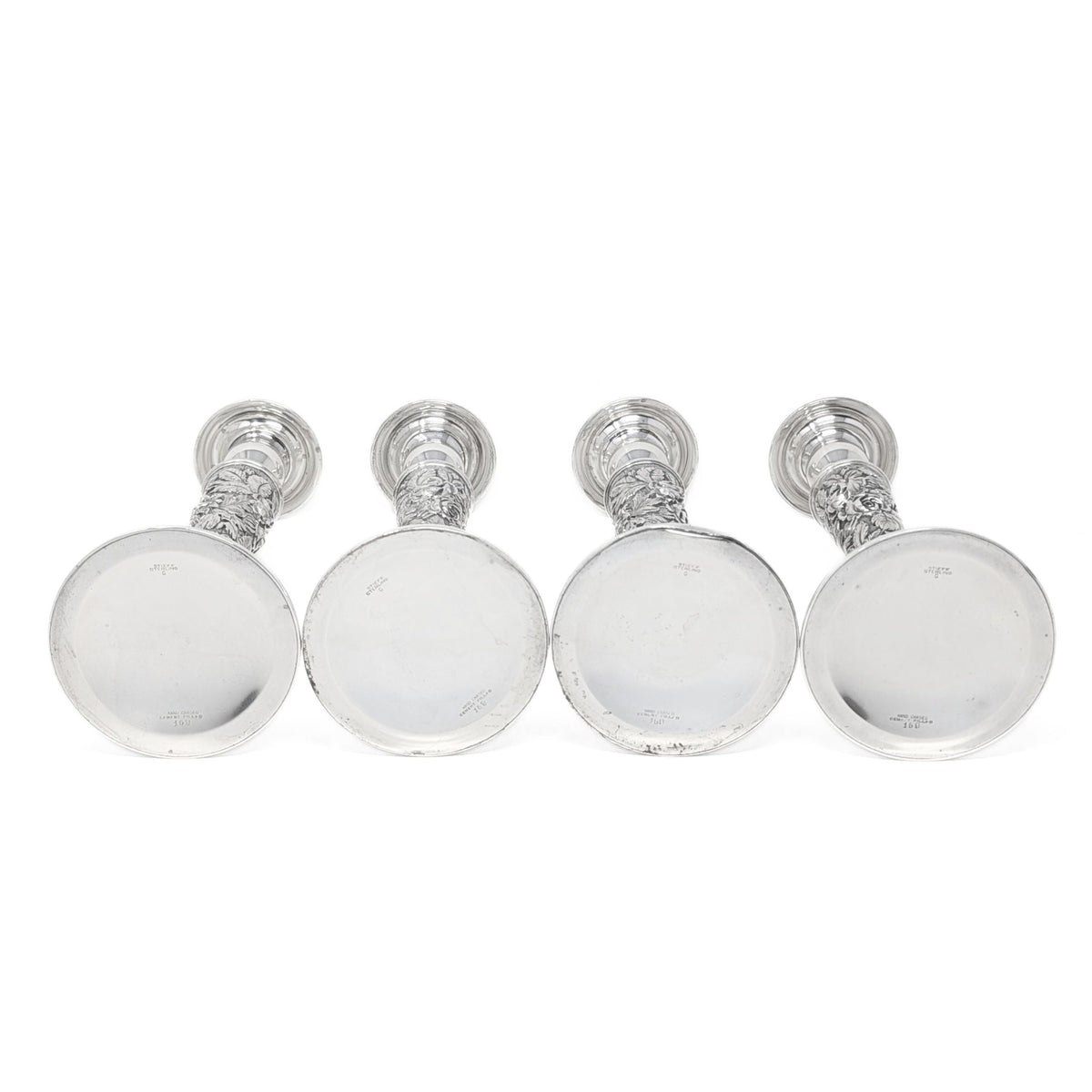 Stieff "Rose" Sterling Silver Monogrammed Weighted Candlesticks (Set of 4)