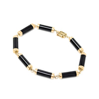 14K Gold & Black Onyx 7” Bar Link Bracelet