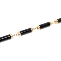 14K Gold & Black Onyx 7” Bar Link Bracelet