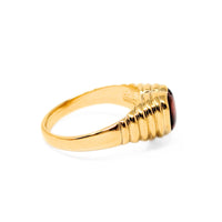 19K Gold Baltic Amber Art Deco Style Heart Ring - Size 10