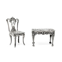 A. Marston & Co Miniature Sterling French Cherub Table and Chair