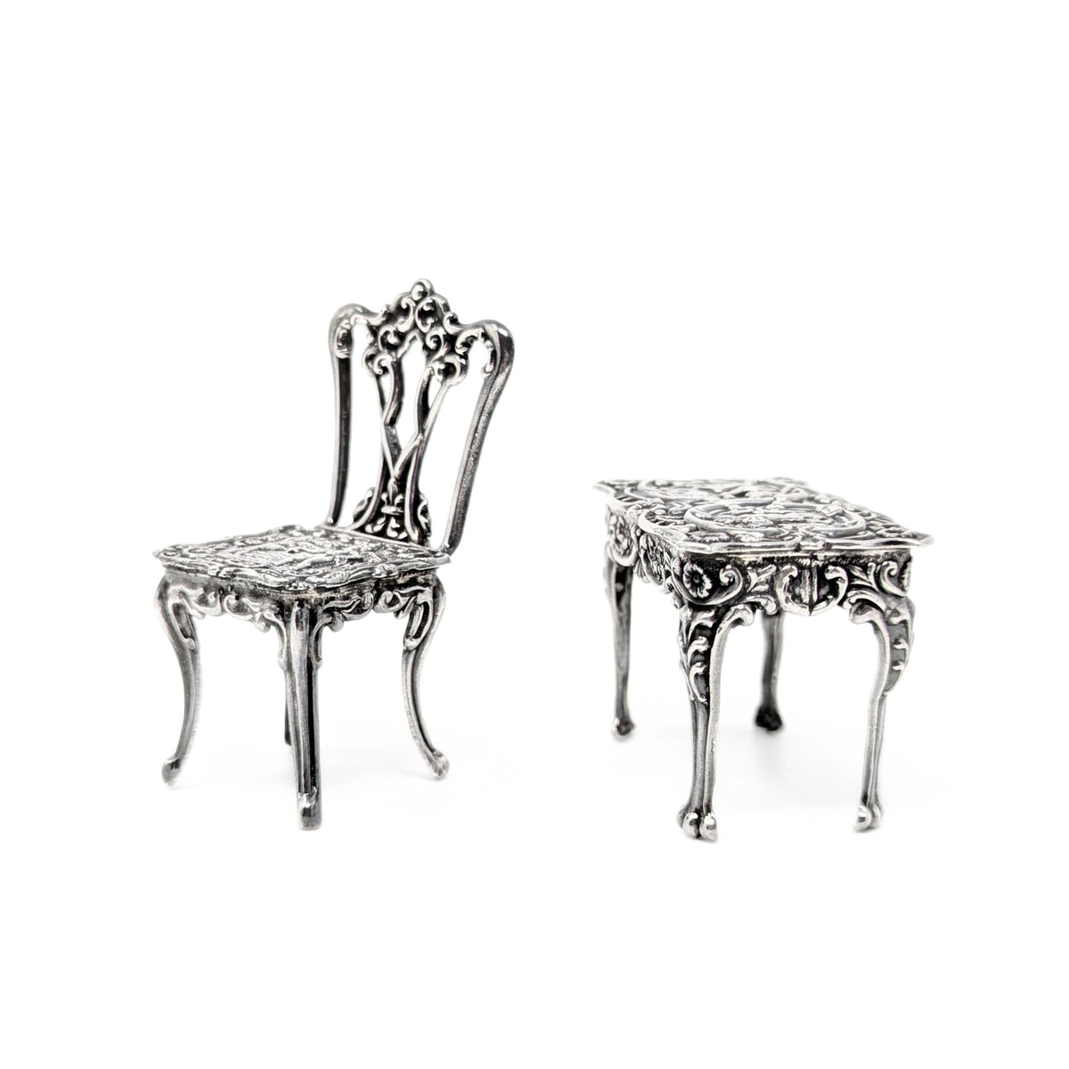 A. Marston & Co Miniature Sterling French Cherub Table and Chair