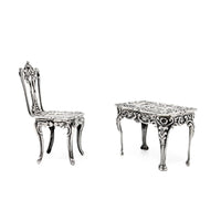 A. Marston & Co Miniature Sterling French Cherub Table and Chair