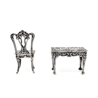 A. Marston & Co Miniature Sterling French Cherub Table and Chair