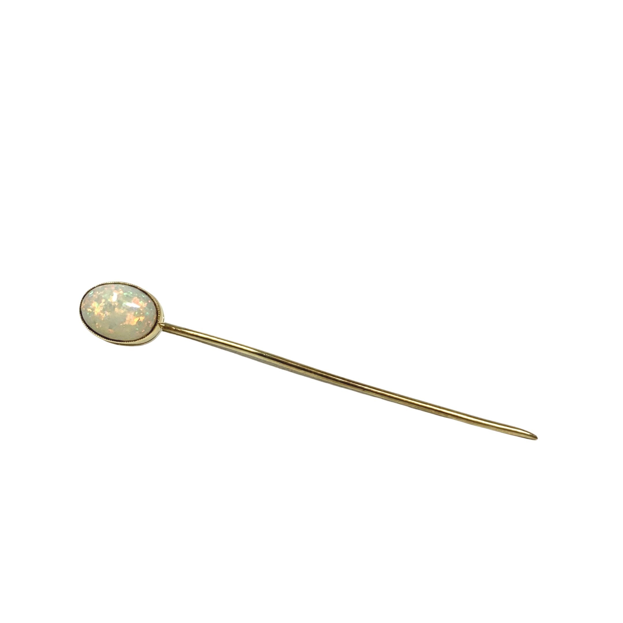 Antique Victorian 14 Karat Rose Gold Opal Stick Pin - WeilJewelry