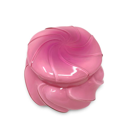 Fenton Pink Wave Crest Cased Glass Lidded Powder Jar