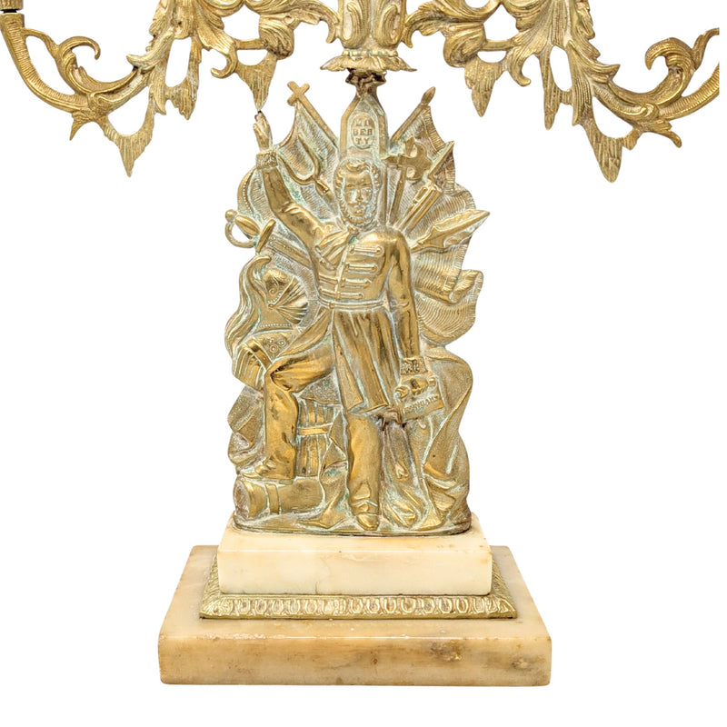 Hungarian Liberation Cast Brass & Marble Candelabra, ca. 1840