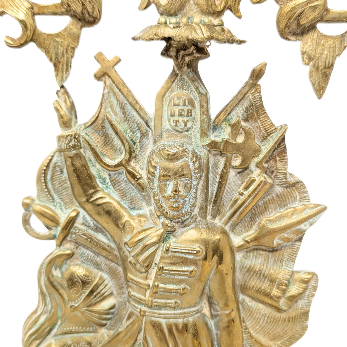 Hungarian Liberation Cast Brass & Marble Candelabra, ca. 1840
