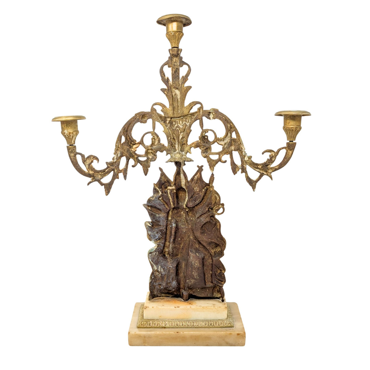 Hungarian Liberation Cast Brass & Marble Candelabra, ca. 1840