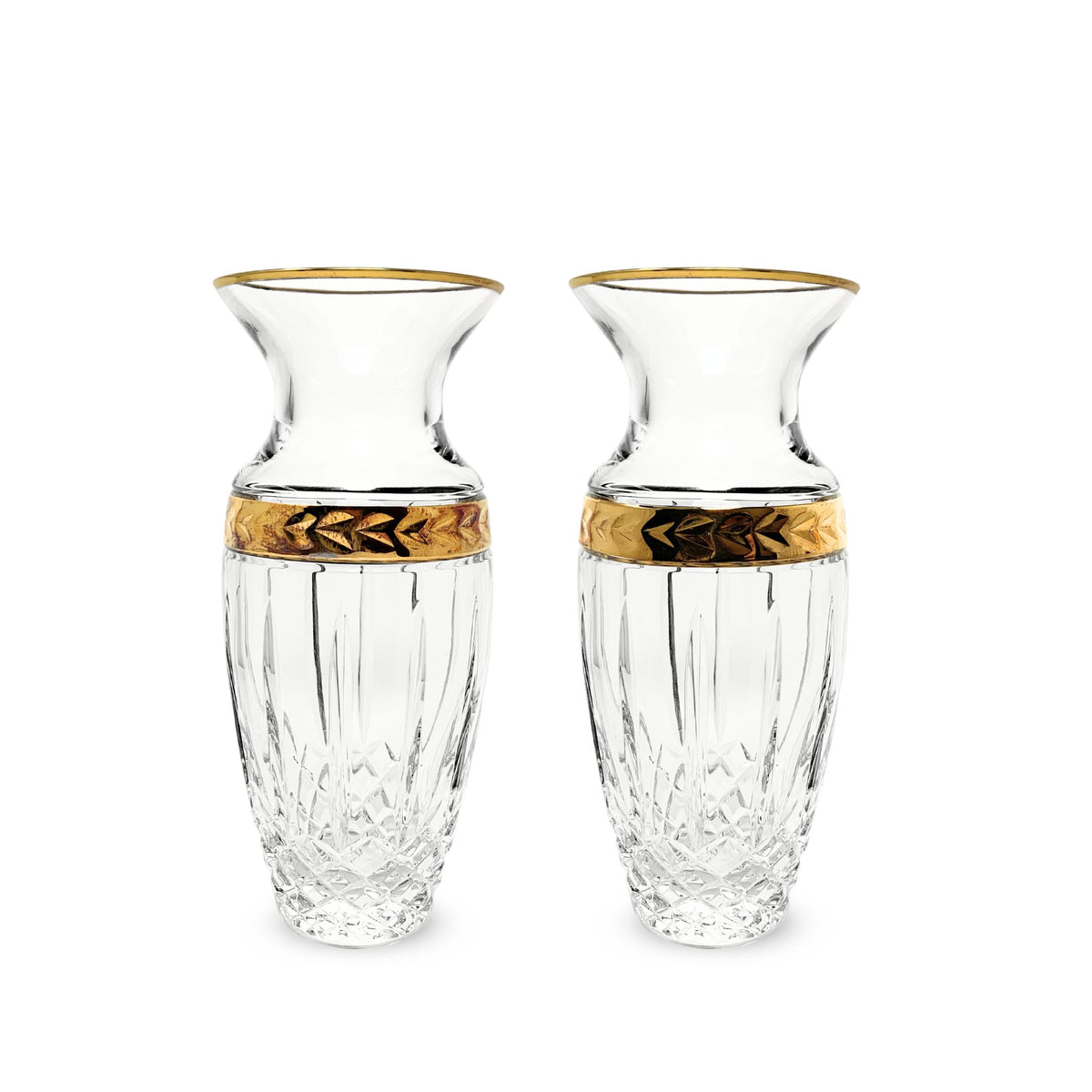 Lenox Crystal 8" Majestic Gold Flower Vases (2)