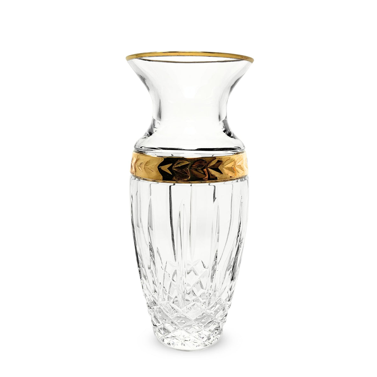 Lenox Crystal 8" Majestic Gold Flower Vases (2)