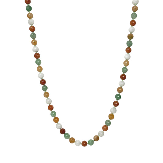 Multi-Colored Jade Bead Necklace With 14K Gold Clasp