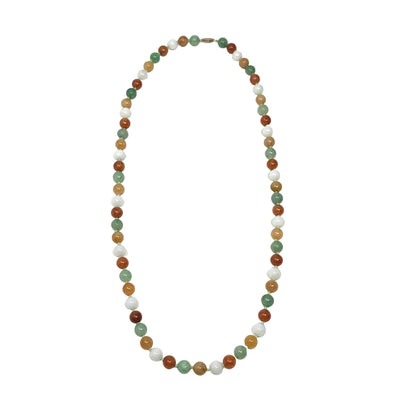 Multi-Colored Jade Bead Necklace With 14K Gold Clasp