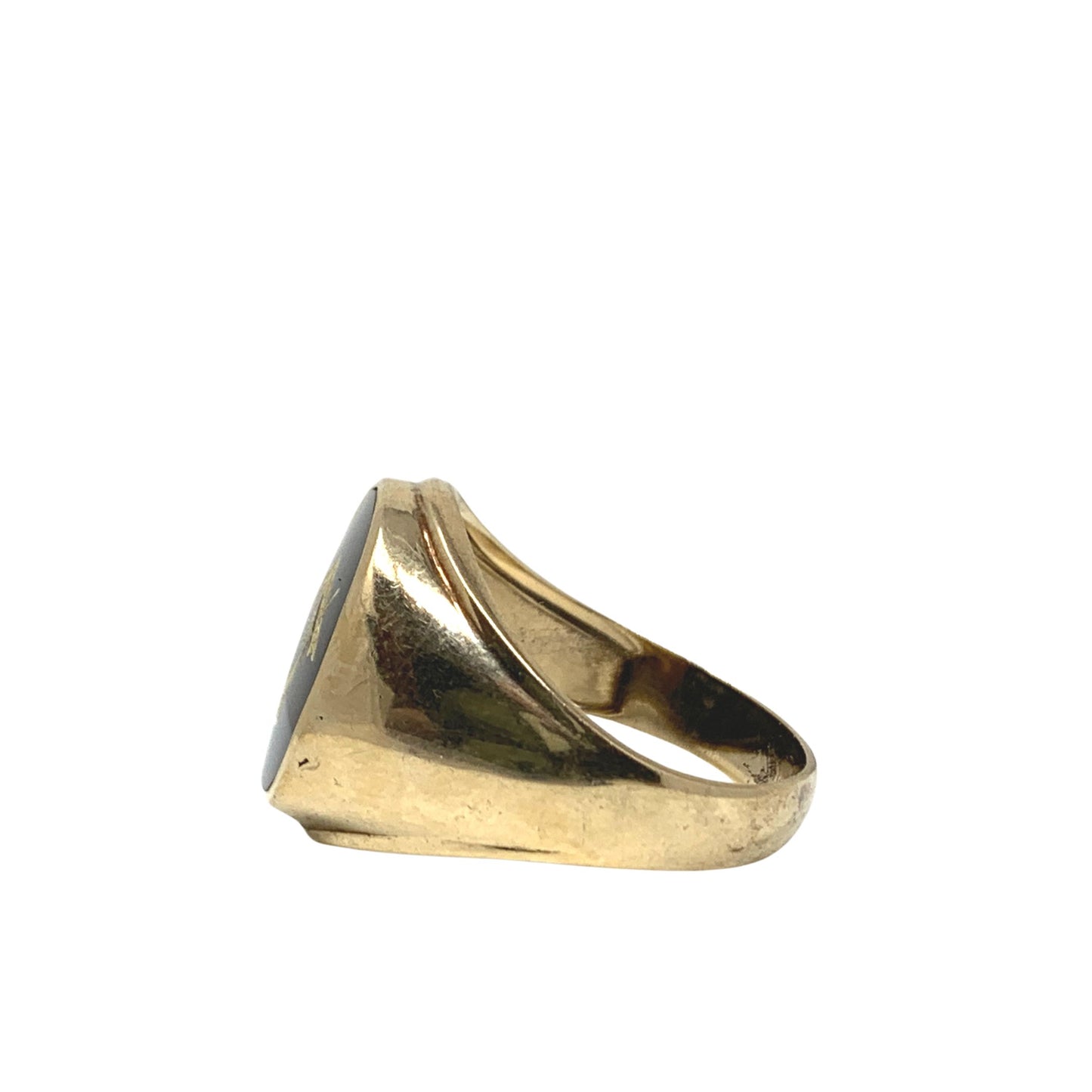 10K Gold Vintage Mason's Men's Black Onyx Oval Ring