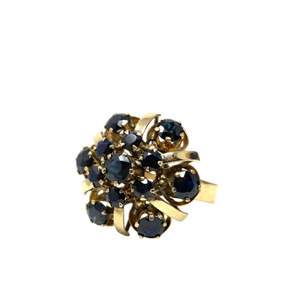 10K Gold Blue Sapphire Cocktail Ring