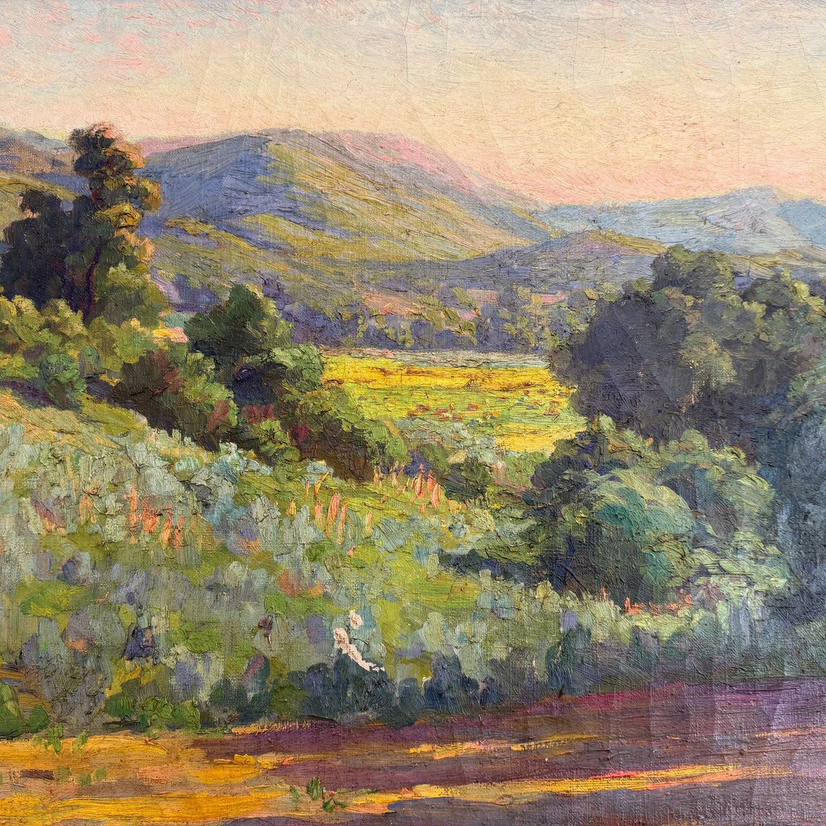 "Mountain Meadow" Landscape Oil on Canvas by Mary Belle Williams, ca. 1908