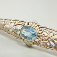 14K Gold Aquamarine Antique Brooch