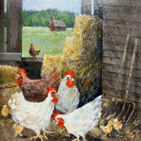 "A Chicken Place" Oil on Board by Ann Mount, ca. 1980