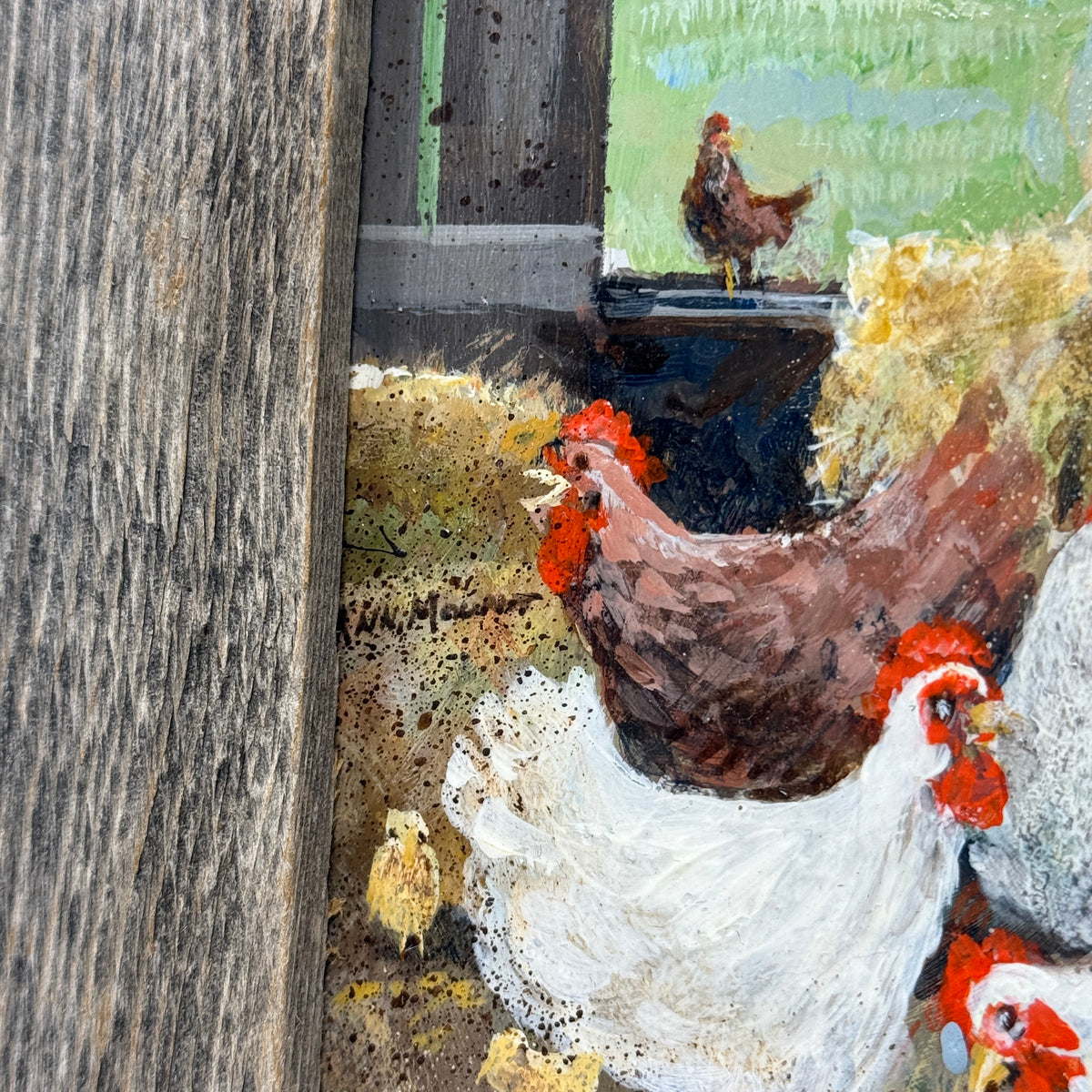 "A Chicken Place" Oil on Board by Ann Mount, ca. 1980