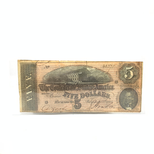 1864 $5 Richmond VA Confederate Note