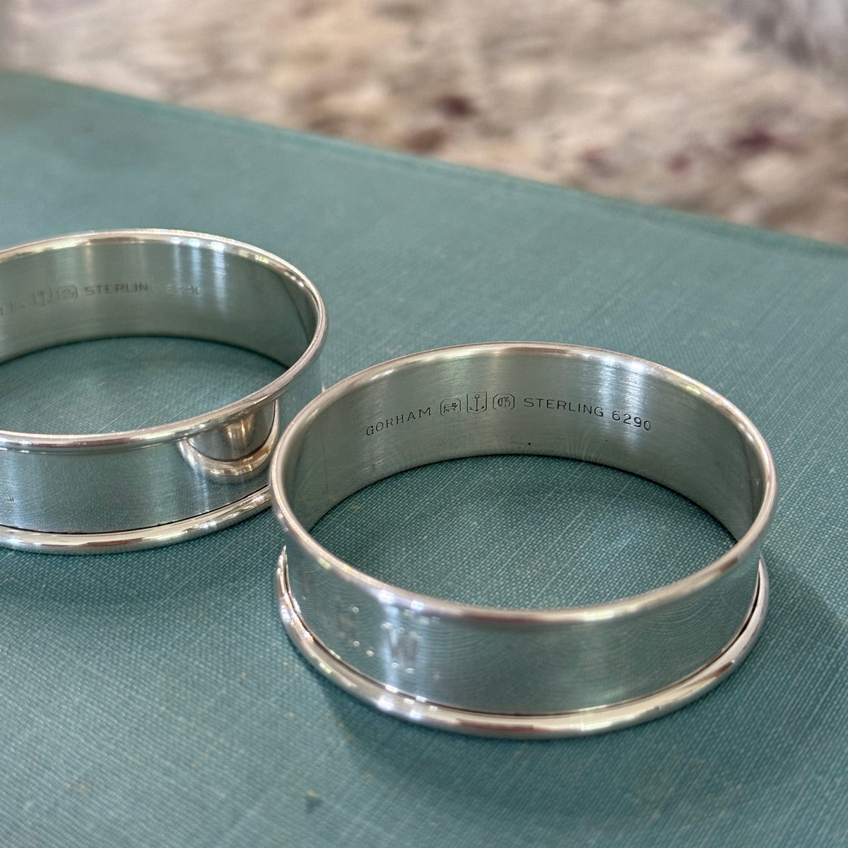 Gorham Sterling Silver "6290" Monogrammed Napkin Rings (Pair)