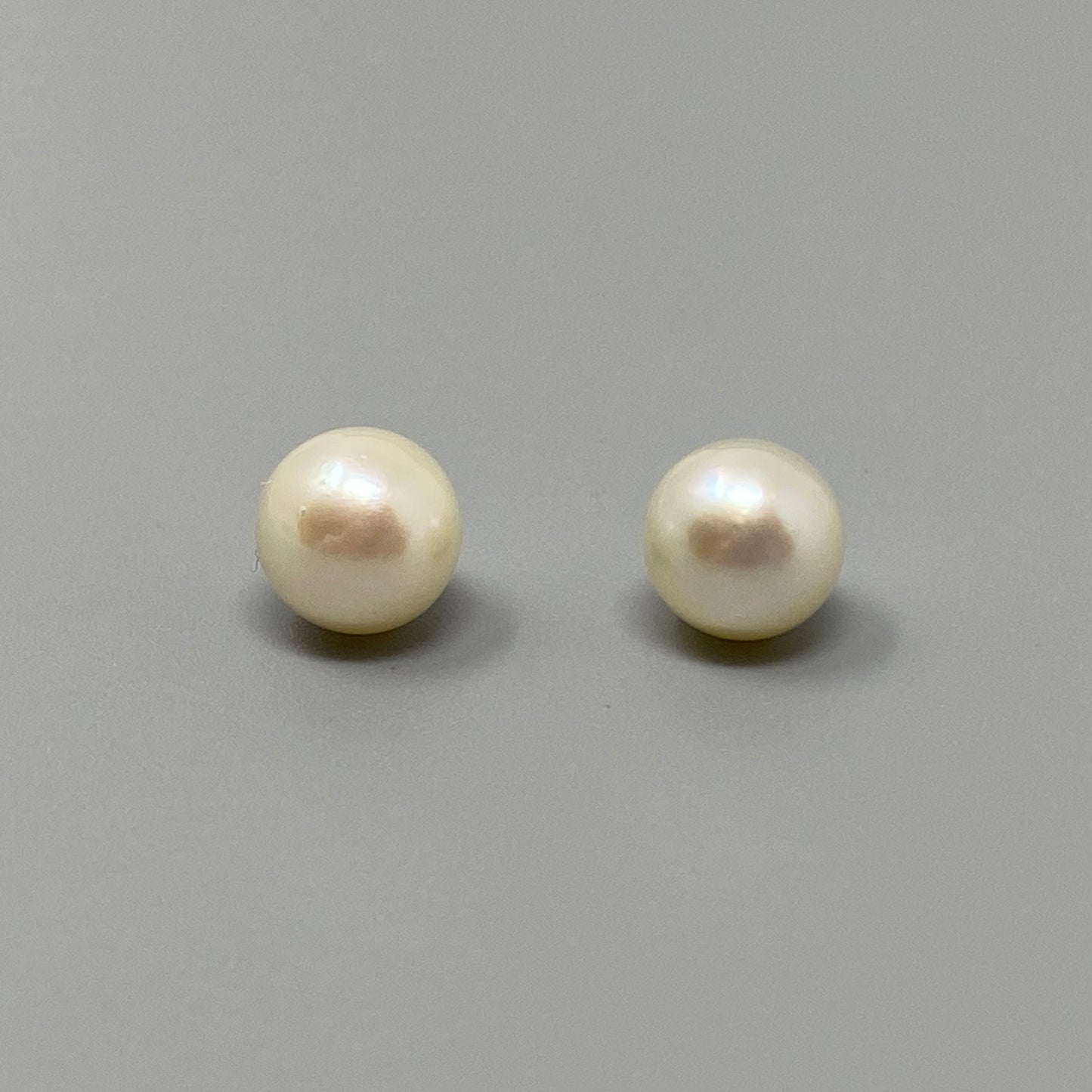 14K White Gold & Pearl Stud Earrings