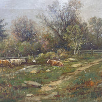 Cattle Landscape Oil on Canvas by Daniel F. Bigelow, ca. 1880