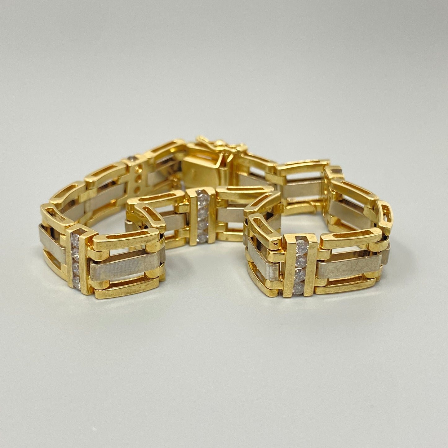 14K & Diamond 8" Two Tone Link Bracelet