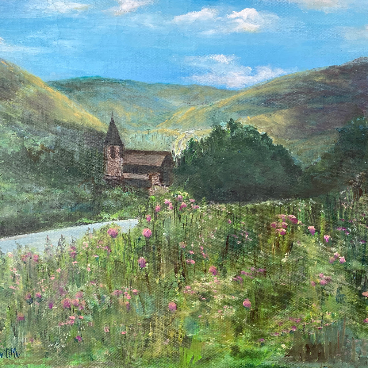 Church Valley Landscape Oil on Canvas by Helen Lemay