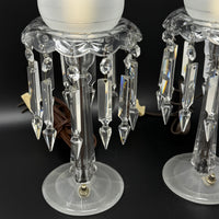 Vintage Boudoir Candlestick Luster Lamps (Pair)