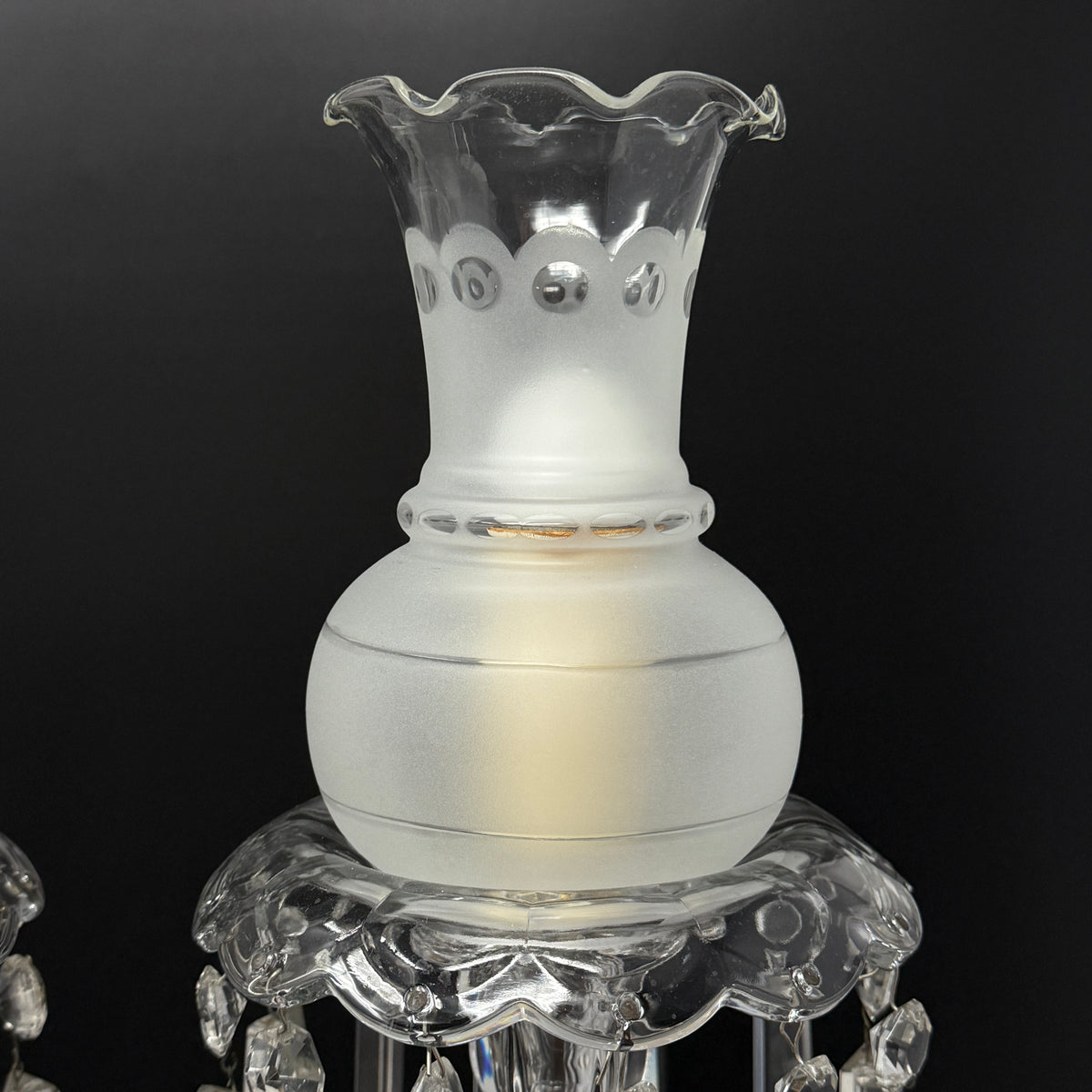 Vintage Boudoir Candlestick Luster Lamps (Pair)