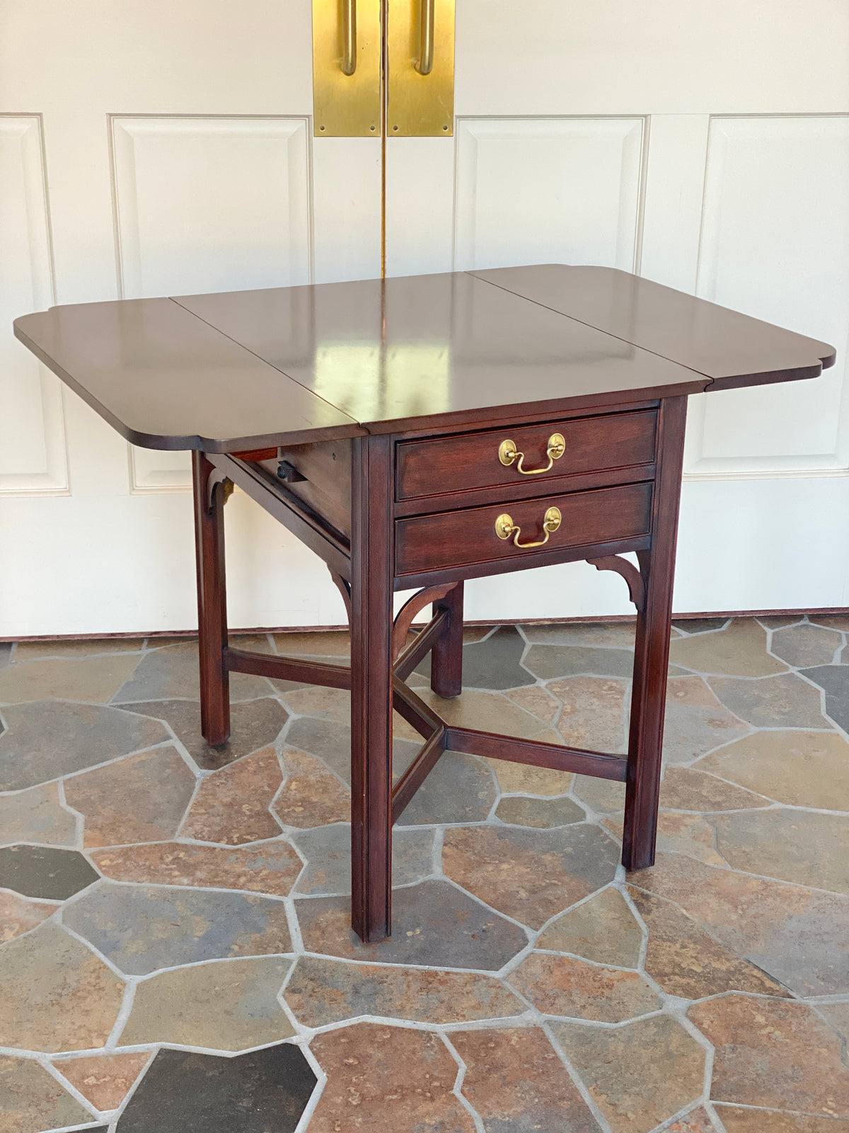 Henkel Harris #5425 Mahogany Chippendale Pembroke Tables (Pair)