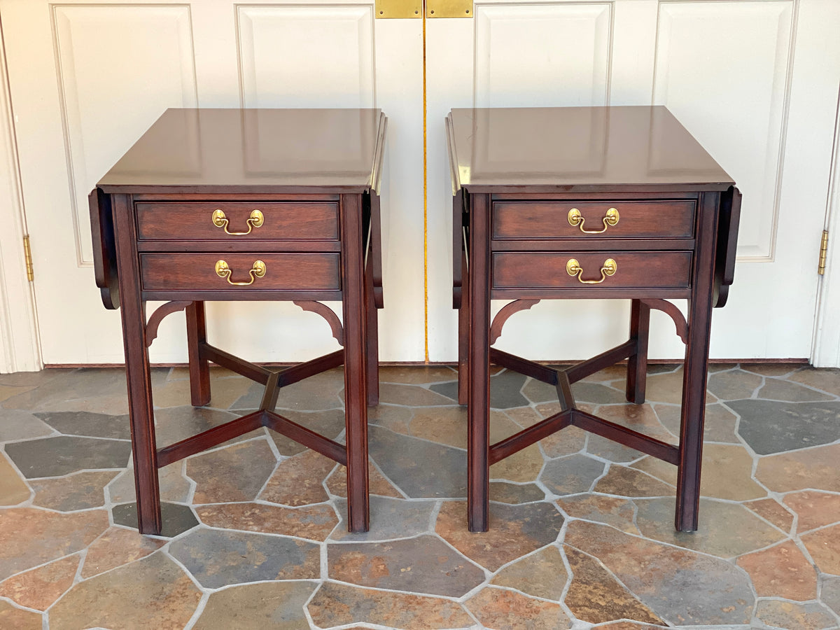 Henkel Harris #5425 Mahogany Chippendale Pembroke Tables (Pair)